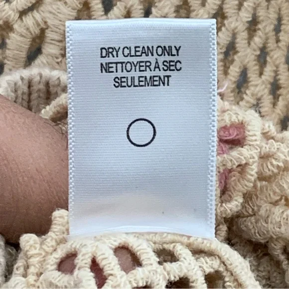 Wildfox Women’s M Crochet Floral Beige Green Embroidered Top Blouse See Through - Picture 6 of 10